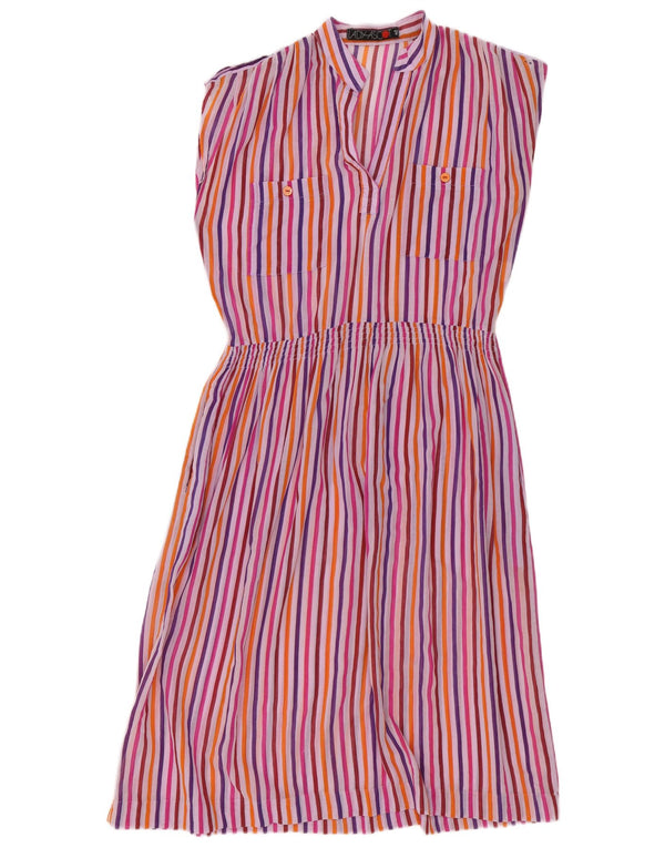 Vintage Damen Ärmelloses A-Linien-Kleid EU 40 Medium Mehrfarbig gestreift