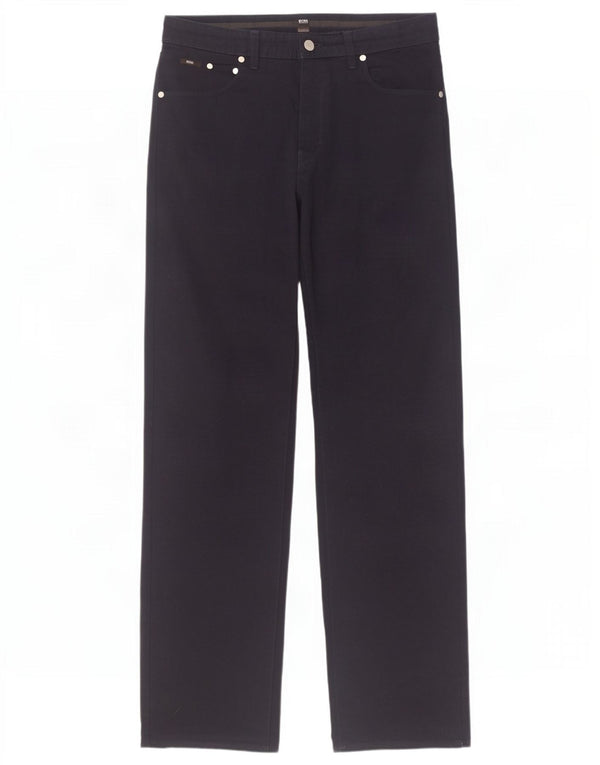 Pantaloni casual dritti da uomo Hugo Boss W34 L34 cotone blu navy