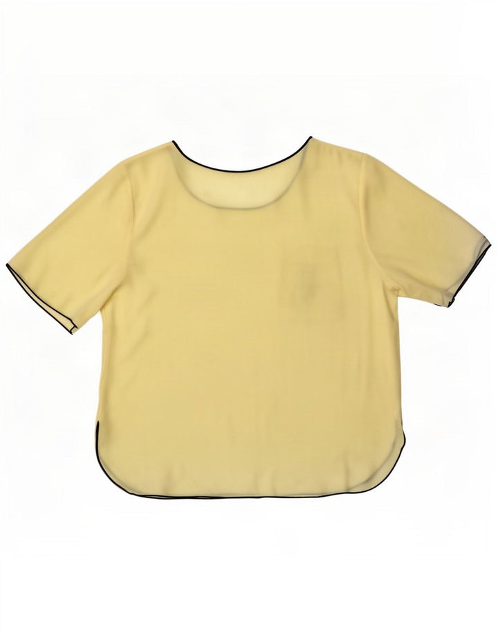 Vintage Womens Graphic Blouse Top UK 16 Large Yellow
