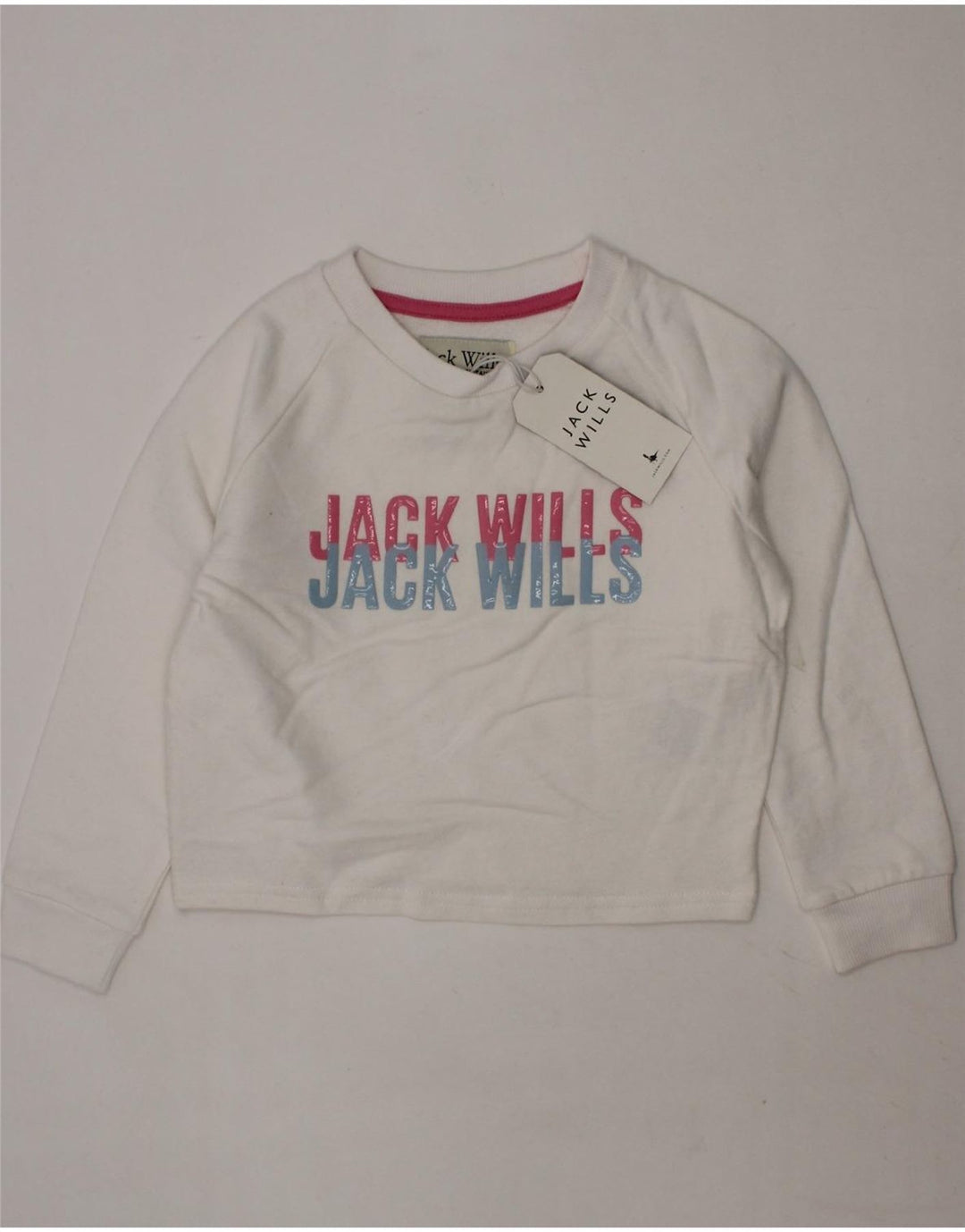 JACK WILLS Girls Graphic Sweatshirt Jumper 5-6 Years White Cotton Vintage Jack Wills and Second-Hand Jack Wills from Messina Hembry 