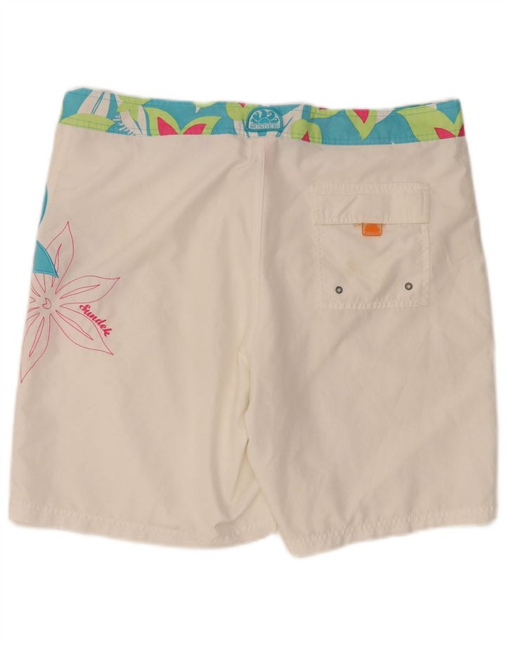 Sundek Mens Swimming Shorts Large  White Floral Polyester