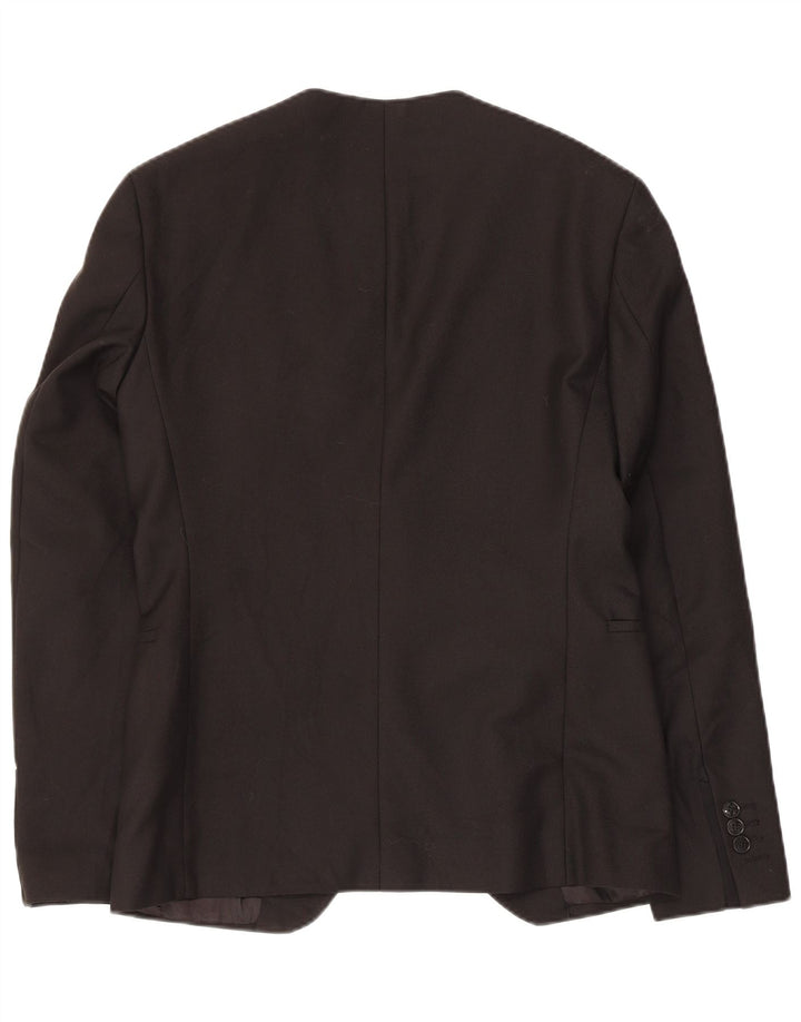 Zara Mens 2 Button Blazer Jacket EU 48 Medium Black Polyester