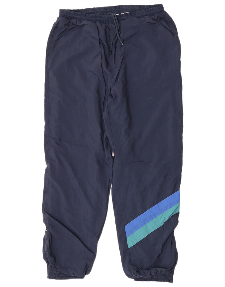 C&A Mens Tracksuit Trousers Joggers Large  Navy Blue Colourblock Polyamide