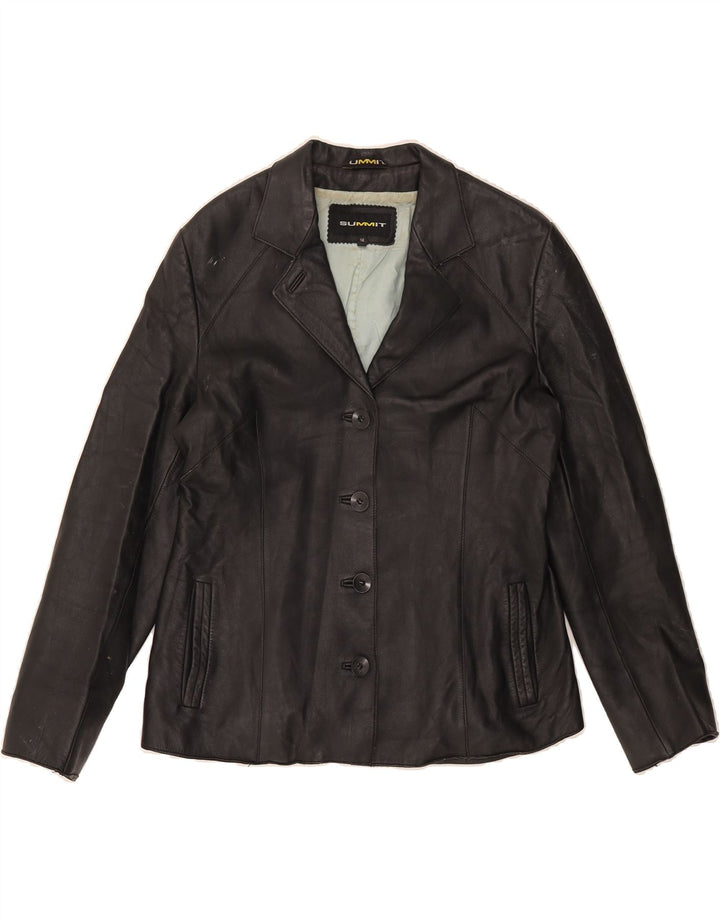 SUMMIT Womens Leather Jacket UK 14 Medium Black Leather Vintage Summit and Second-Hand Summit from Messina Hembry 