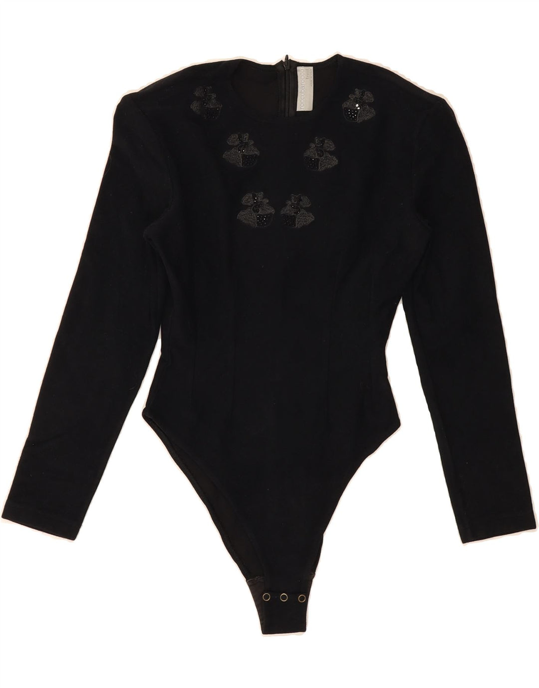 ROCCOBAROCCO Womens 3/4 Sleeve Bodysuit IT 40 Small Black Polyamide Vintage Roccobarocco and Second-Hand Roccobarocco from Messina Hembry 