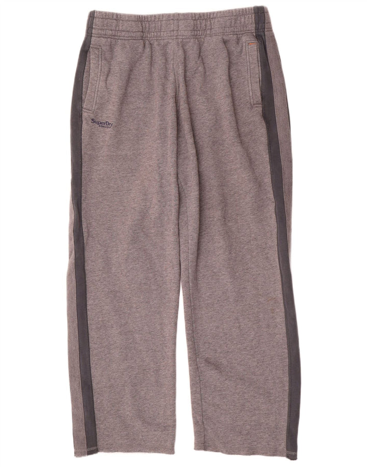 Superdry Mens Tracksuit Trousers Large Grey Colourblock Cotton