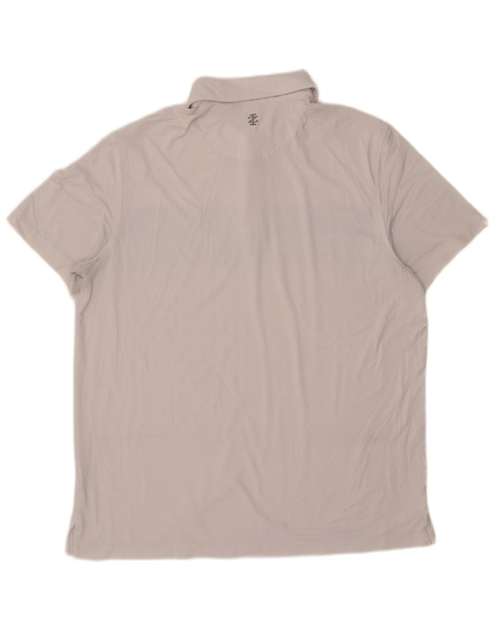 IZOD Mens Polo Shirt Large White Striped Polyester