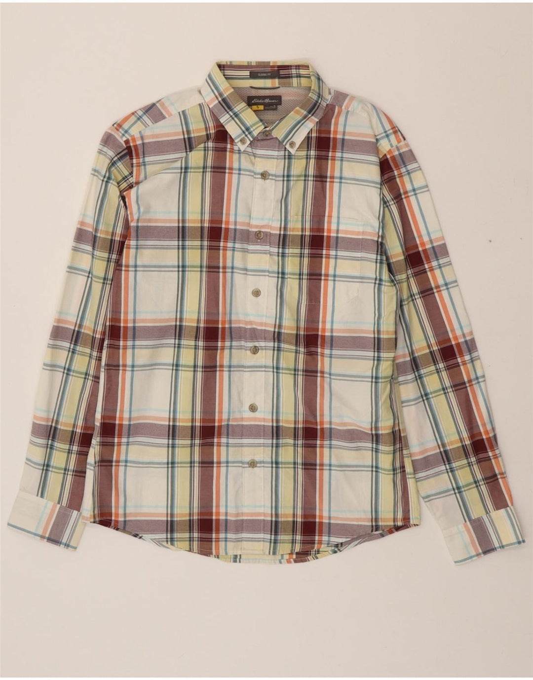 EDDIE BAUER Mens Classic Fit Shirt Small Multicoloured Check Cotton Vintage Eddie Bauer and Second-Hand Eddie Bauer from Messina Hembry 