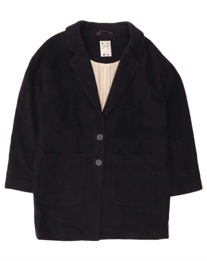 CREW CLOTHING Womens Overcoat UK 10 Small Navy Blue Wool Vintage Crew Clothing and Second-Hand Crew Clothing from Messina Hembry 