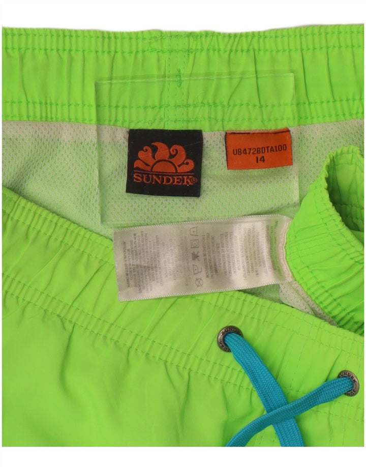 SUNDEK Boys Graphic Swimming Shorts 13-14 Years Green Polyester