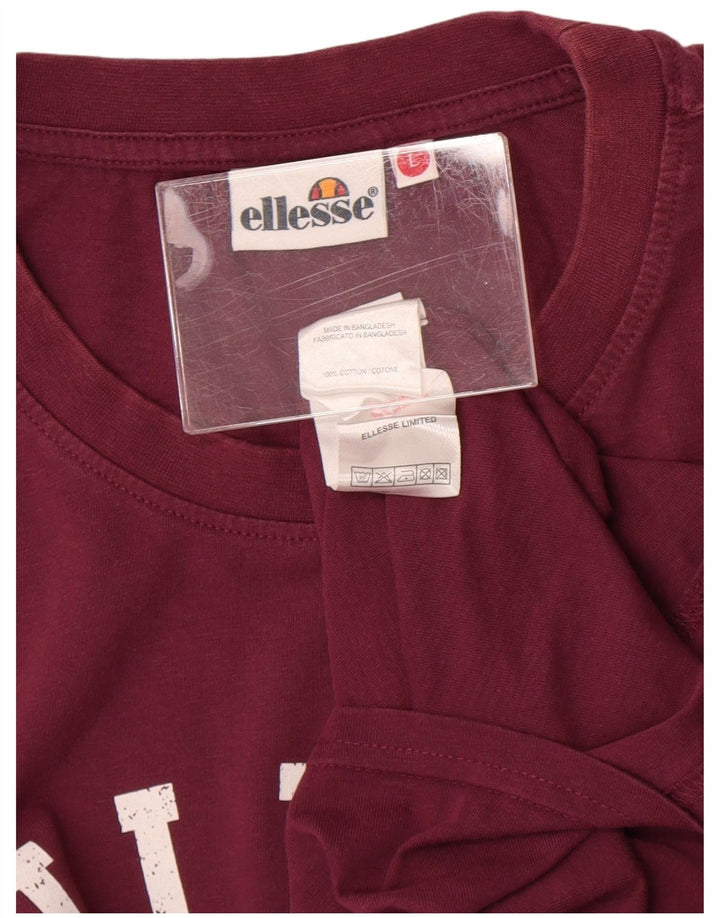 Ellesse T-Shirt Graphique Homme Large Bordeaux Coton