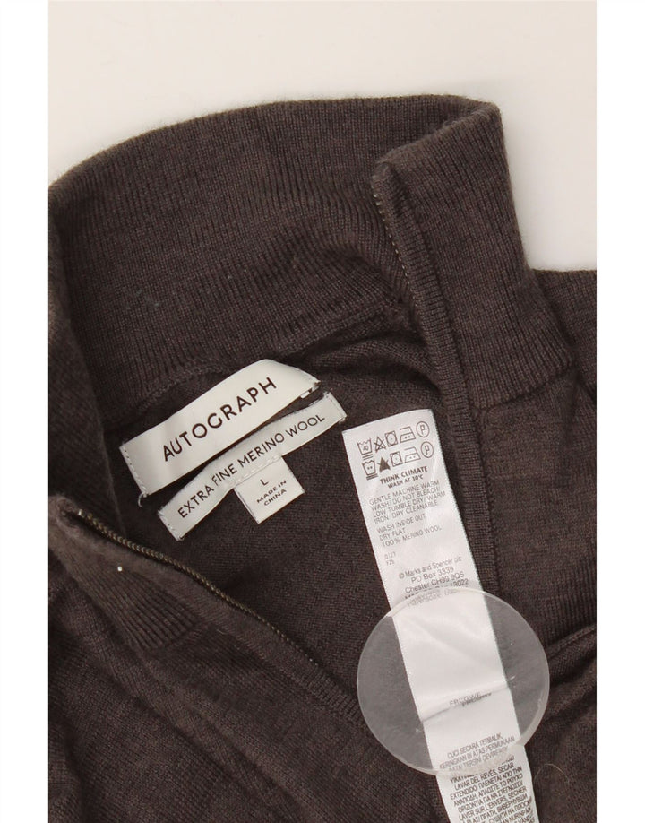 Marks & Spencer Mens Autograph Zip Neck Jumper Sweater Large Brown