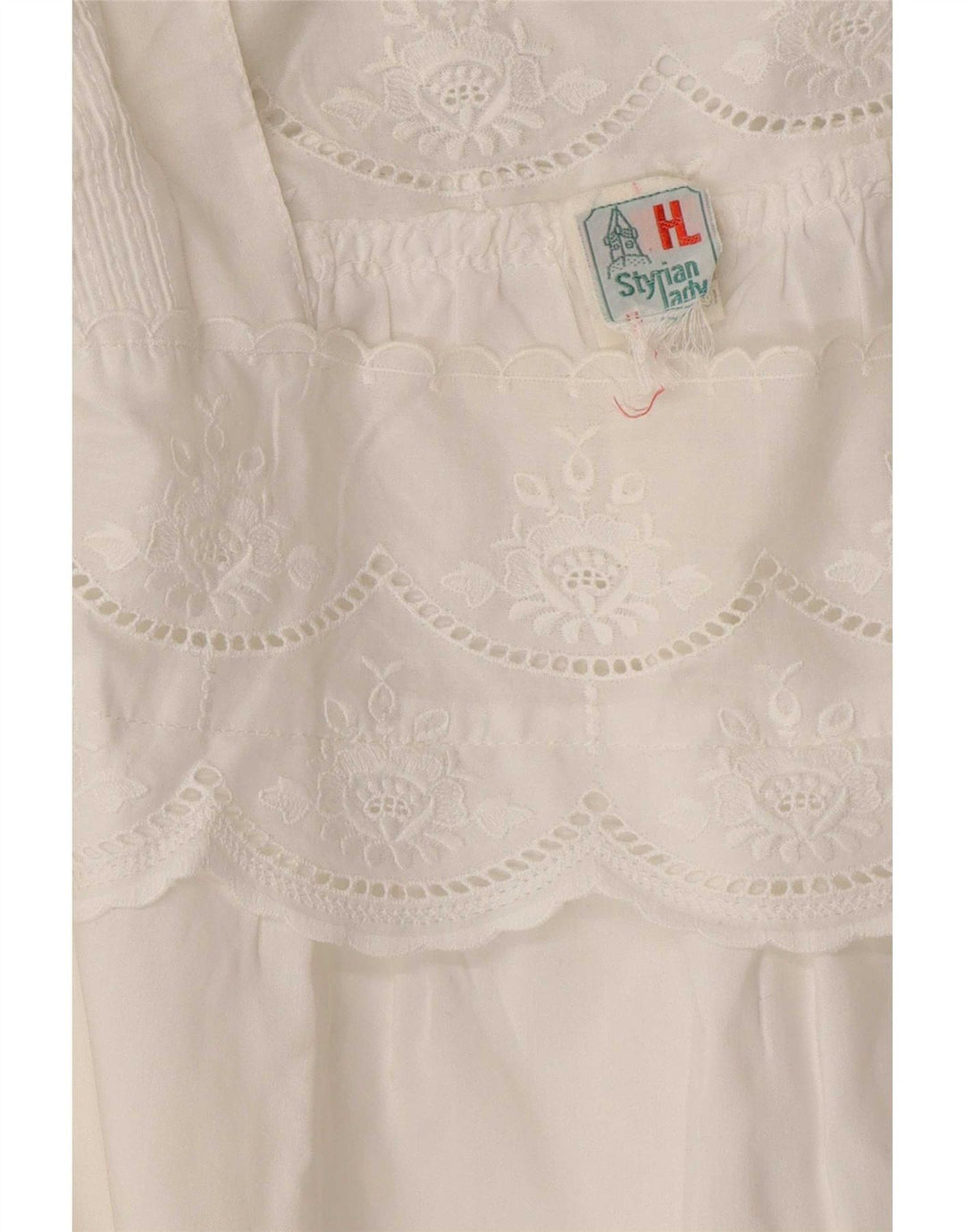 Vintage Womens Blouse Top UK 16 Large White Floral