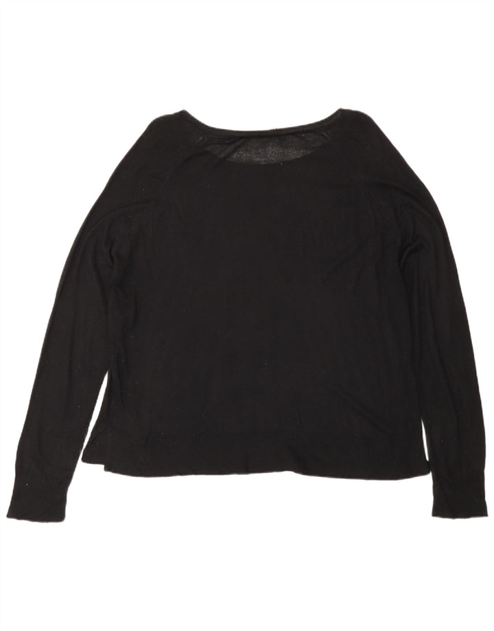 Zara Womens Boat Neck Jumper Sweater UK 14 Medium Black