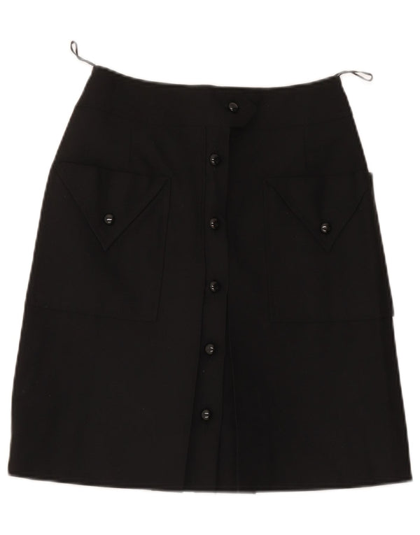 Vintage Womens High Waist A-Line Skirt IT 42 Medium W26 Black