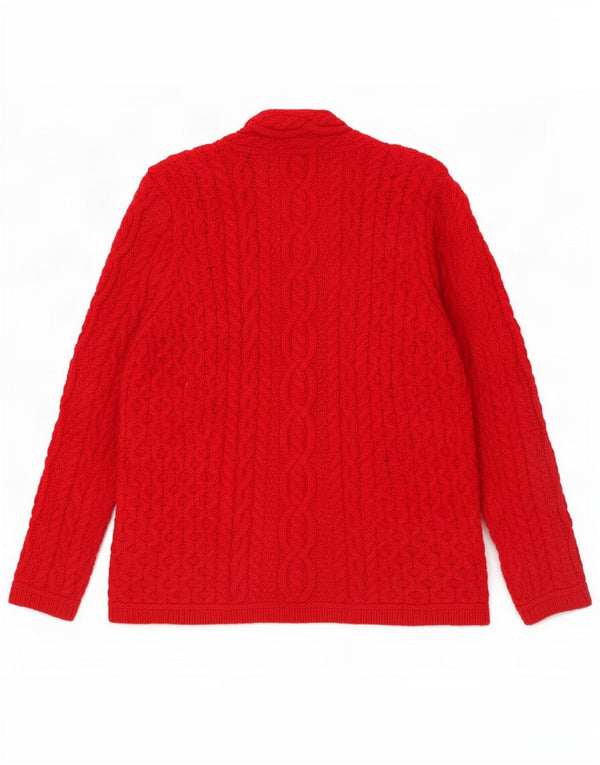 Aran Crafts Cardigan pour femme en laine mérinos rouge moyen UK 14