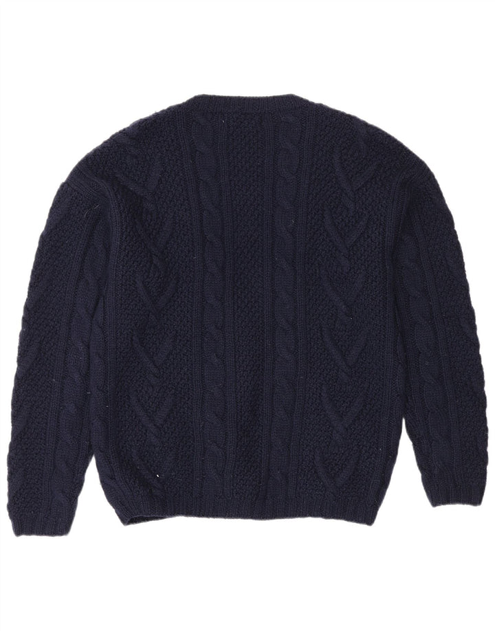 L.L.Bean Womens Oversized Cardigan Sweater UK 10 Small Navy Blue Wool