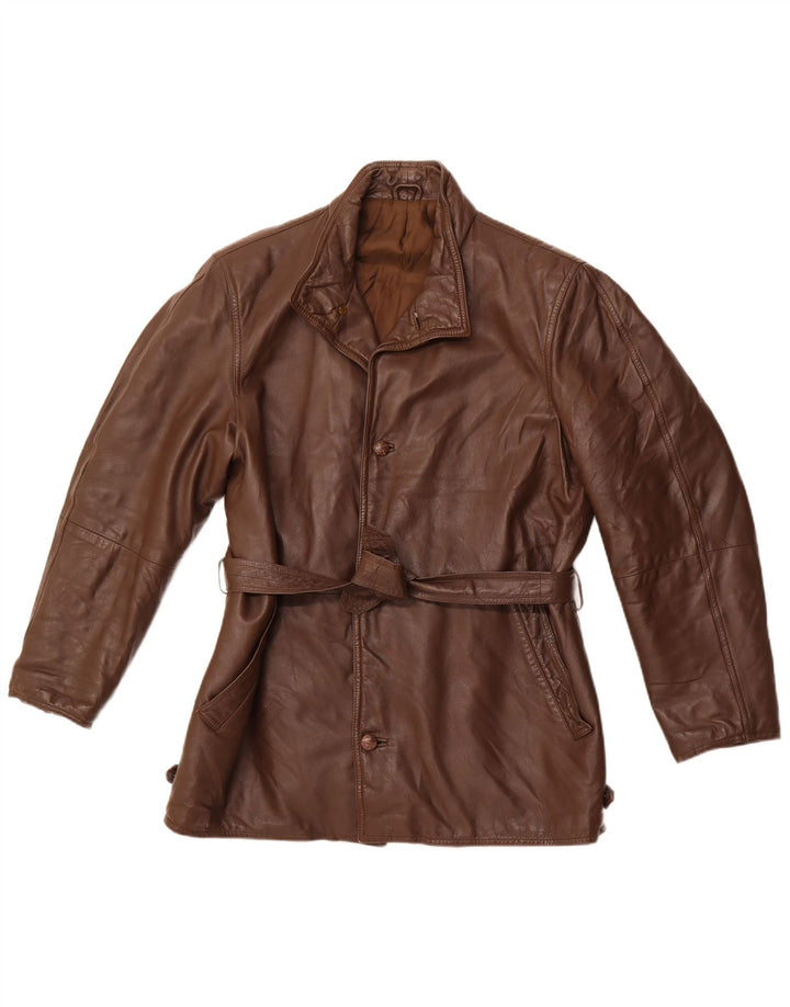 VINTAGE Mens Leather Jacket IT 50 Large Brown Leather
