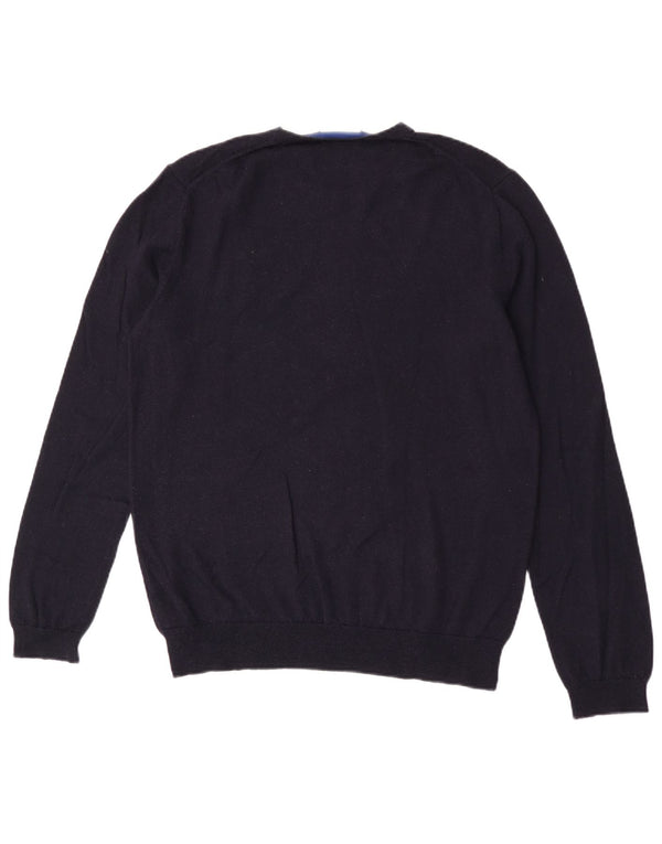 Calvin Klein Mens Crew Neck Jumper Sweater Large Navy Blue Wool