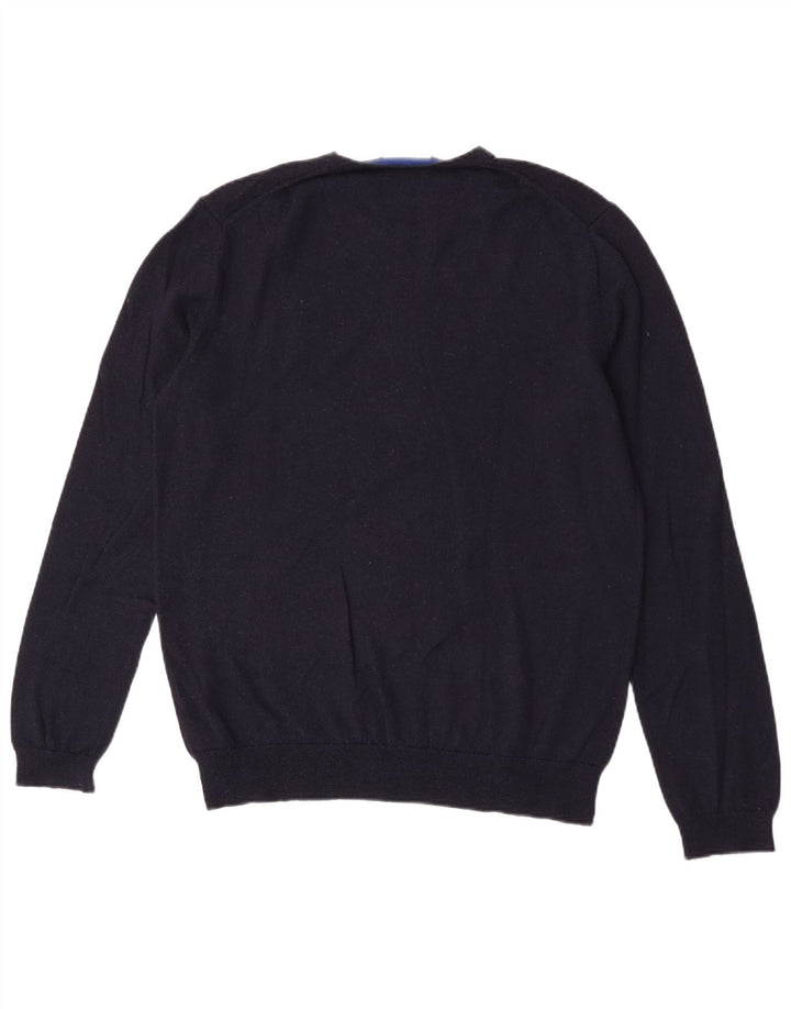 Calvin Klein Mens Crew Neck Jumper Sweater Large Navy Blue Wool