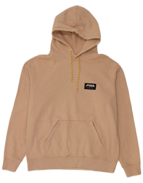Fila Mens Graphic Loose Fit Hoodie Jumper Large Beige