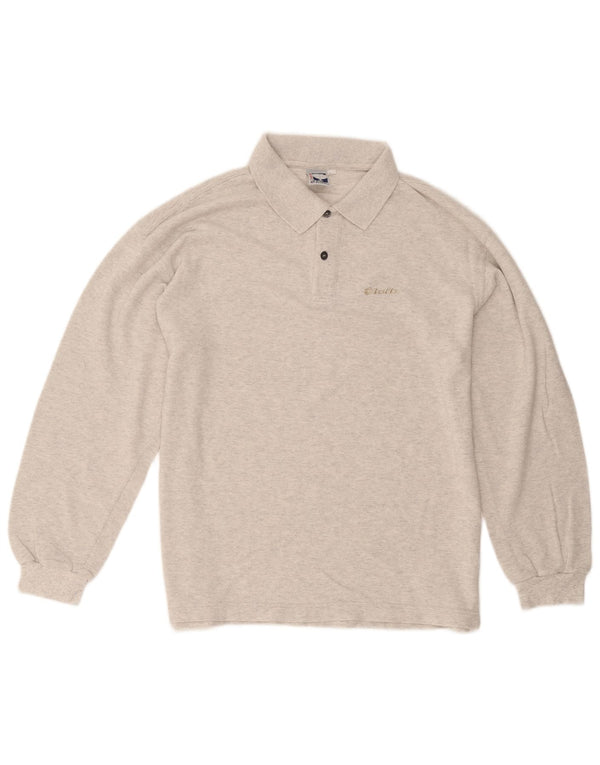 Lotto Langærmet Polo Shirt til mænd XL Grå Flecked Bomuld