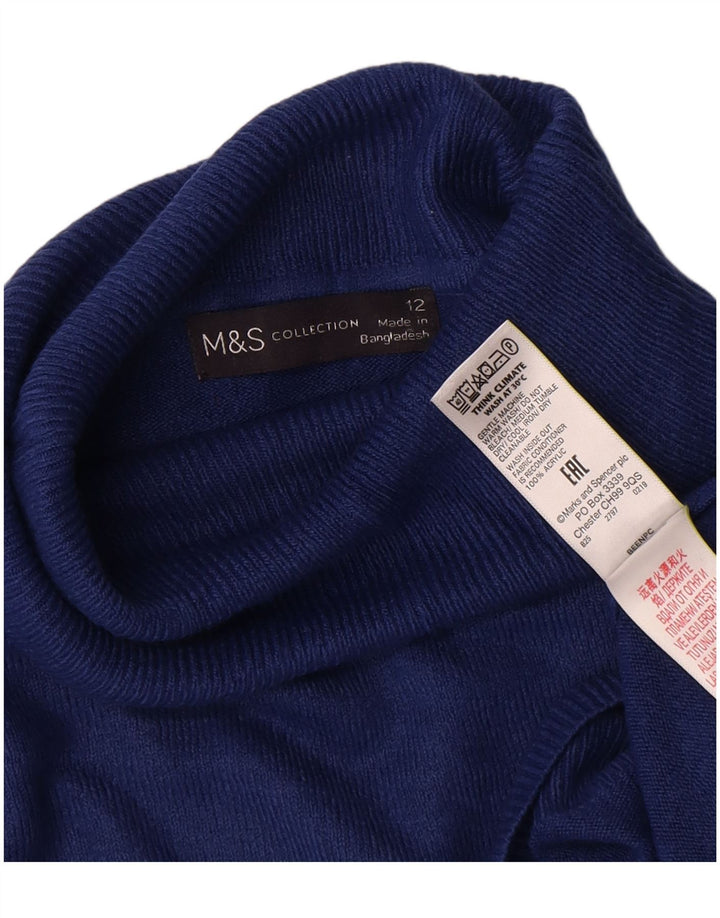Marks & Spencer Womens Roll Neck Jumper Sweater UK 12 Medium Navy Blue