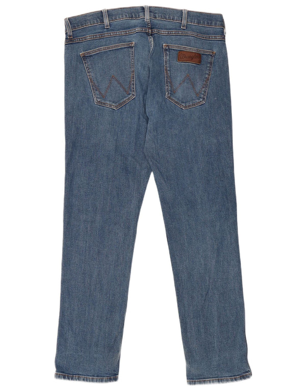 Wrangler Mens Greensboro Straight Jeans W36 L32 Azul Algodão