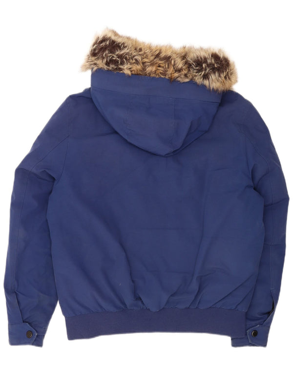 Michael Kors Chaqueta bomber acolchada con capucha para hombre UK 36 Small Poliéster azul