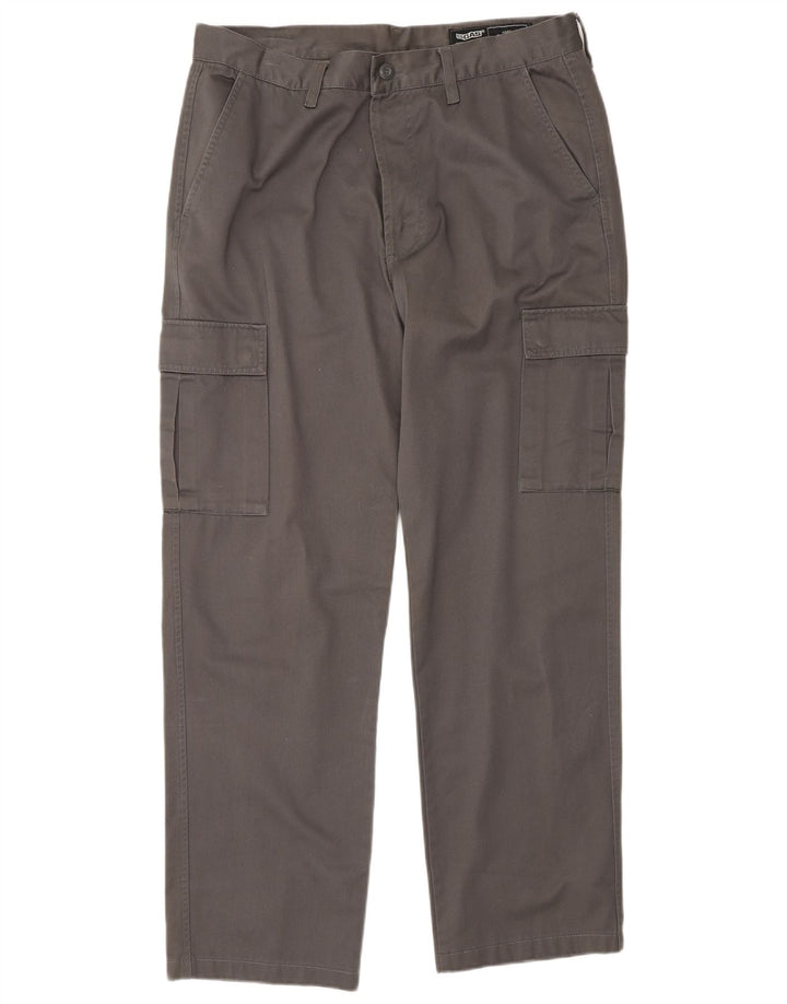 Gas Mens Straight Cargo Trousers W36 L31 Grey Cotton