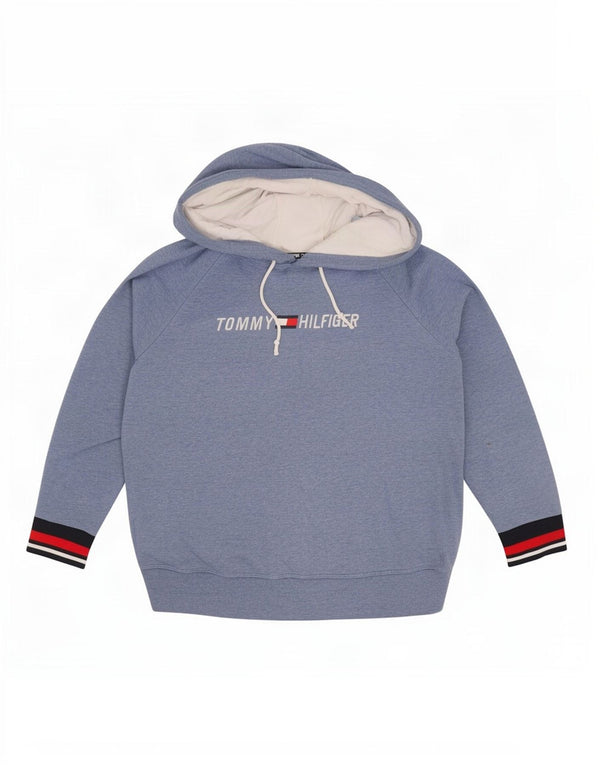 Tommy Hilfiger Grafisk hættetrøje til kvinder UK 16 Stor blå farveblok