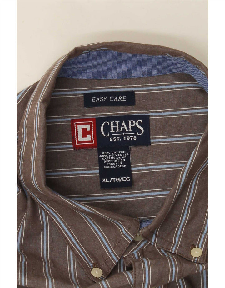 Chaps Herren-Hemd, pflegeleicht, XL, graue Nadelstreifen-Baumwolle