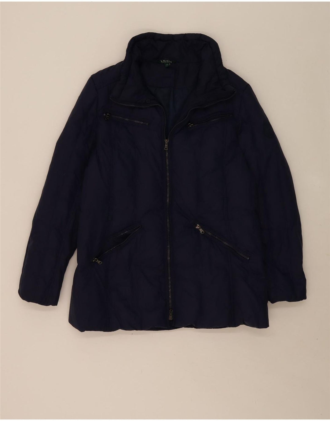 RALPH LAUREN Womens Padded Jacket UK 16 Large Navy Blue Polyester