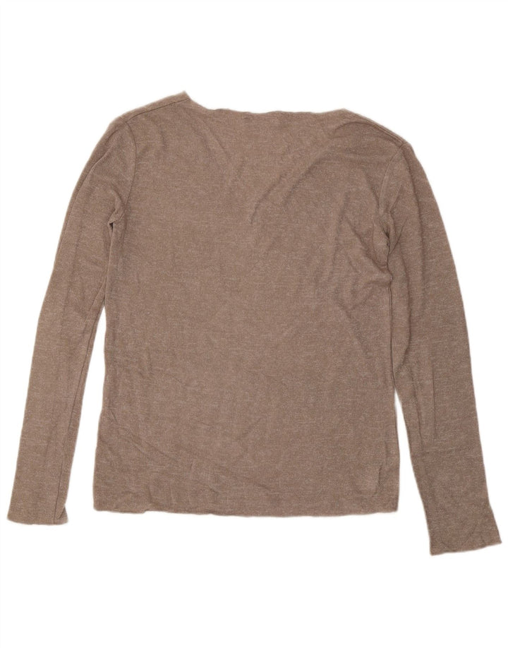 ZARA Pull col en V pour femme UK 10 Petit Gris