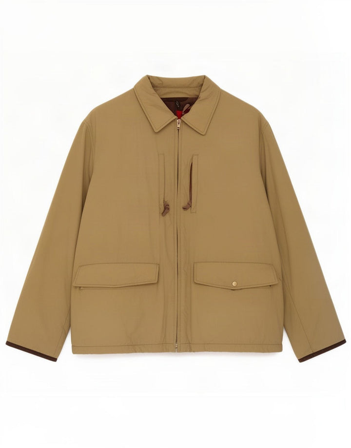 Belfe Mens Bomber Jacket UK 40 Large Beige Cotton