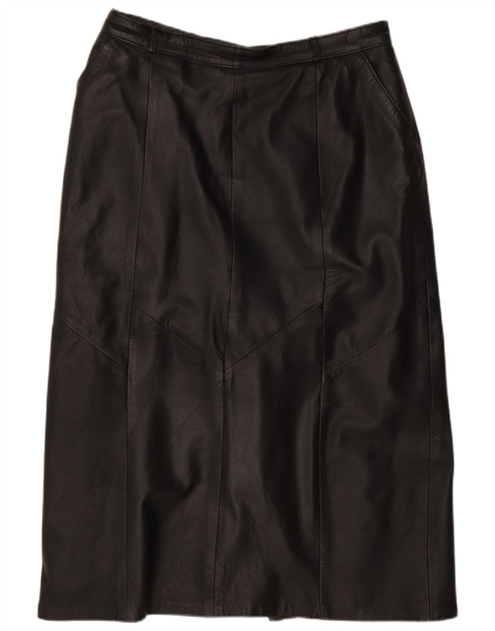 Saia de couro feminina vintage IT 42 médio W28 preta