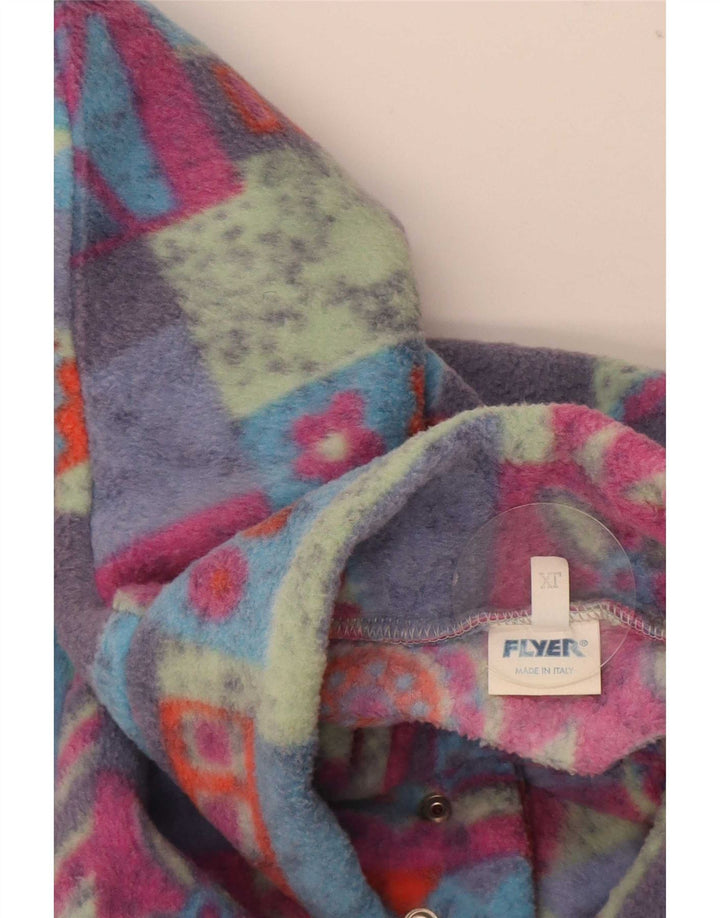 Vintage Ανδρικό κουμπιά Fleece Jumper XL Πολύχρωμος Γεωμετρικός Πολυεστέρας