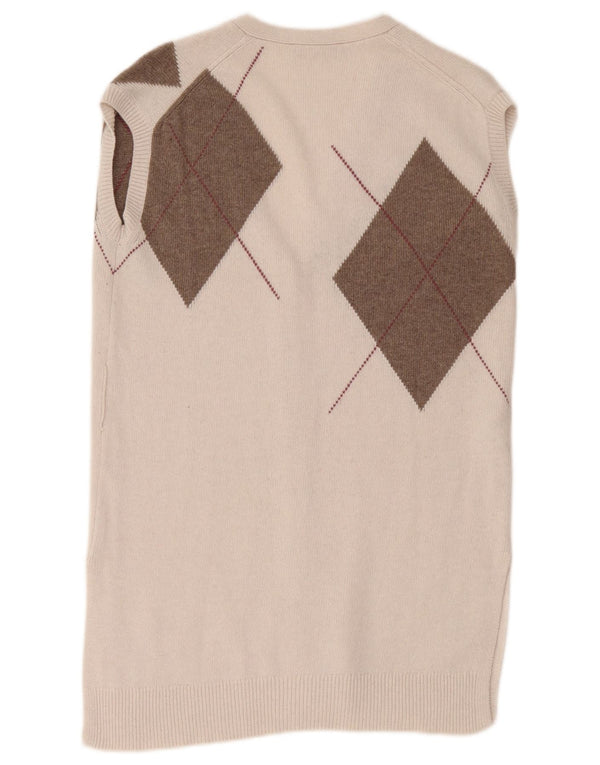 Stefanel Dame Longline ærmeløs cardigan sweater UK 10 Small Beige