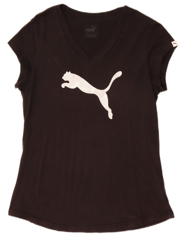 Puma Damen Grafik T-Shirt Top UK 14 Large Schwarz