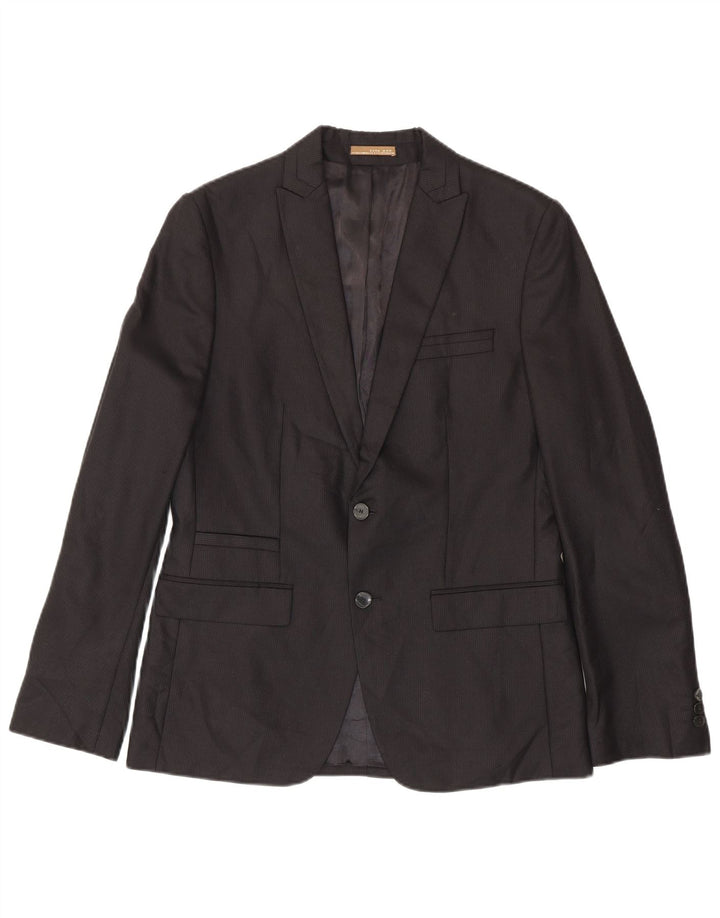 Zara Mens 2 Button Blazer Jacket EU 50 Medium Black Pinstripe