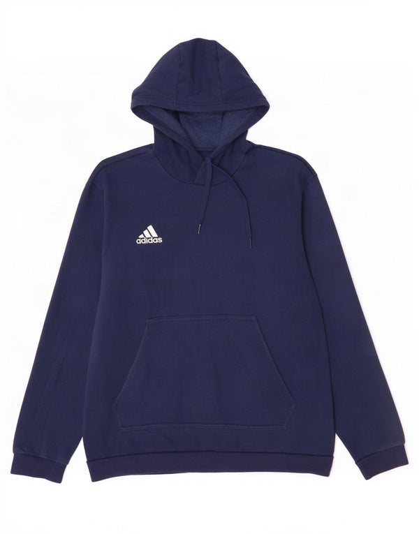 Felpa con cappuccio da uomo Adidas Large in cotone blu navy