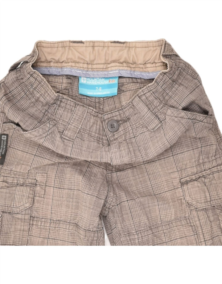 MOUNTAIN WAREHOUSE Boys Cargo Shorts 7-8 Years W22  Grey Check Cotton