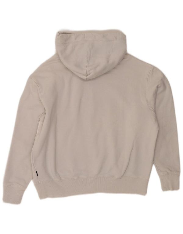 Converse Womens Crop Graphic Oversized Hoodie Jumper UK 6 XS Grey Cotton