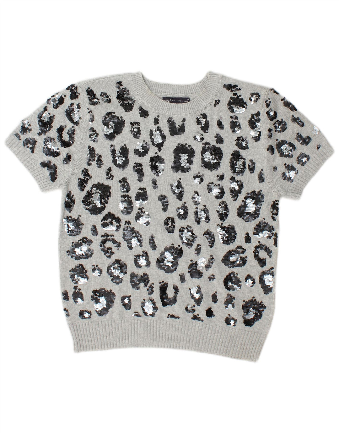 Marks & Spencer Damen Pullover mit Rundhalsausschnitt, UK 14, Mittelgrau