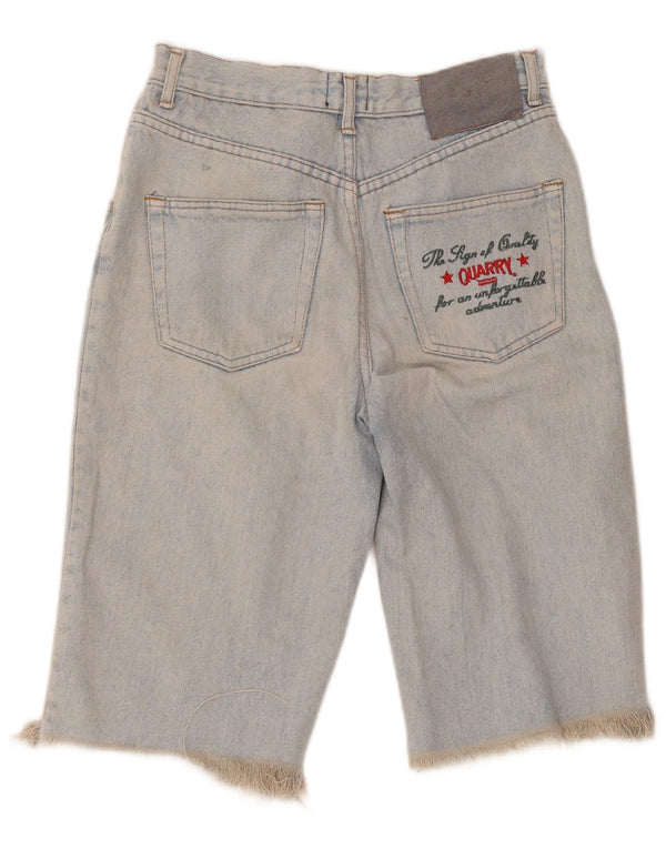 Quarry Herre grafiske denimshorts W30 Medium Blue