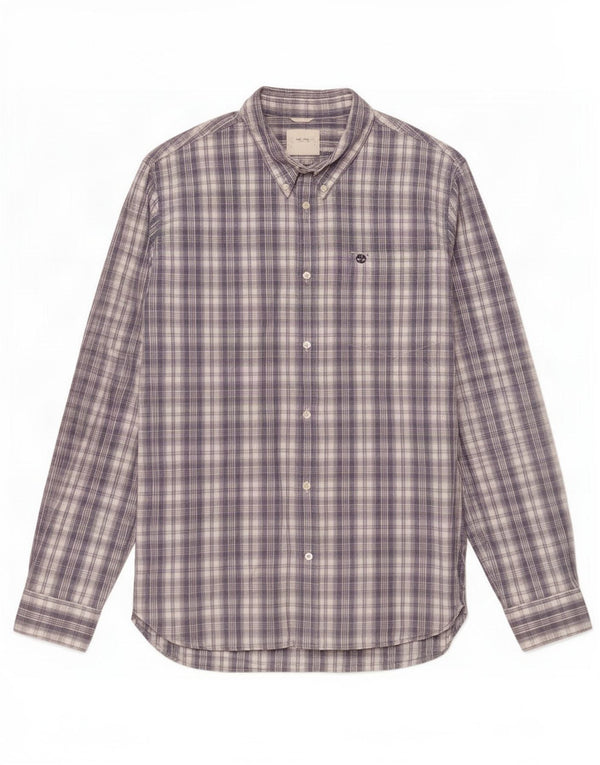 Timberland Chemise coupe régulière pour homme 2XL en coton à carreaux gris