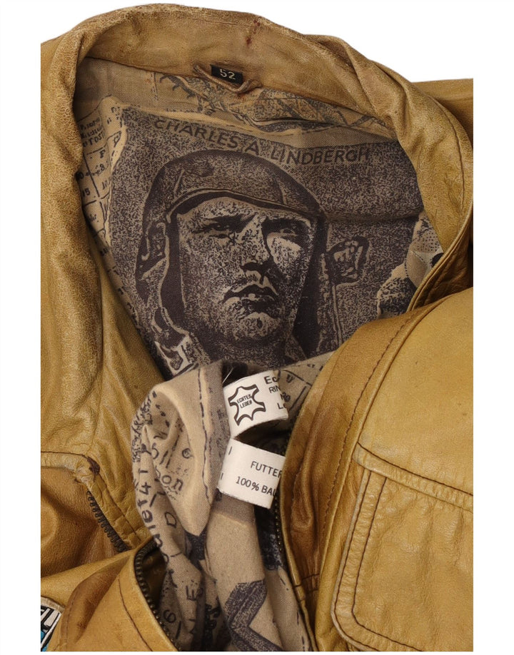 Giacca da aviatore di volo da uomo Charles A Lindbergh EU 52 XL Beige