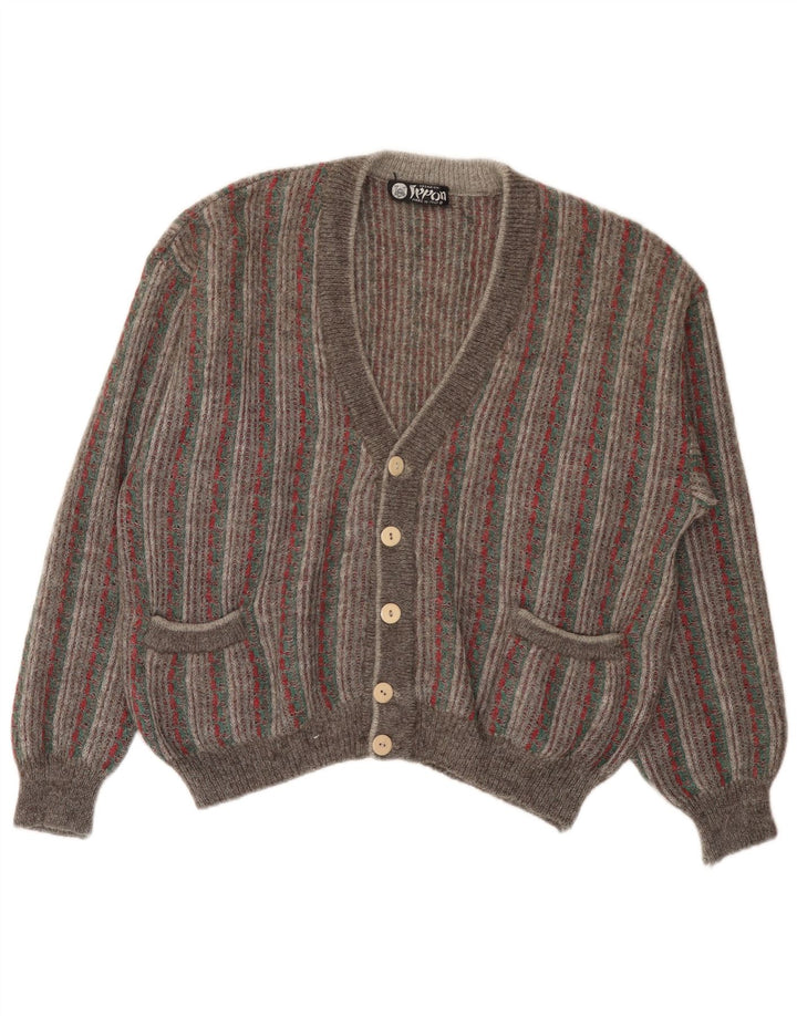 Cardigan Vintage pentru bărbați, mare, gri cu dungi