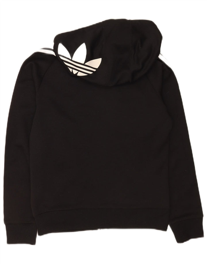 Adidas Womens Graphic Zip Hoodie Sweater UK 12 Medium Black Polyester