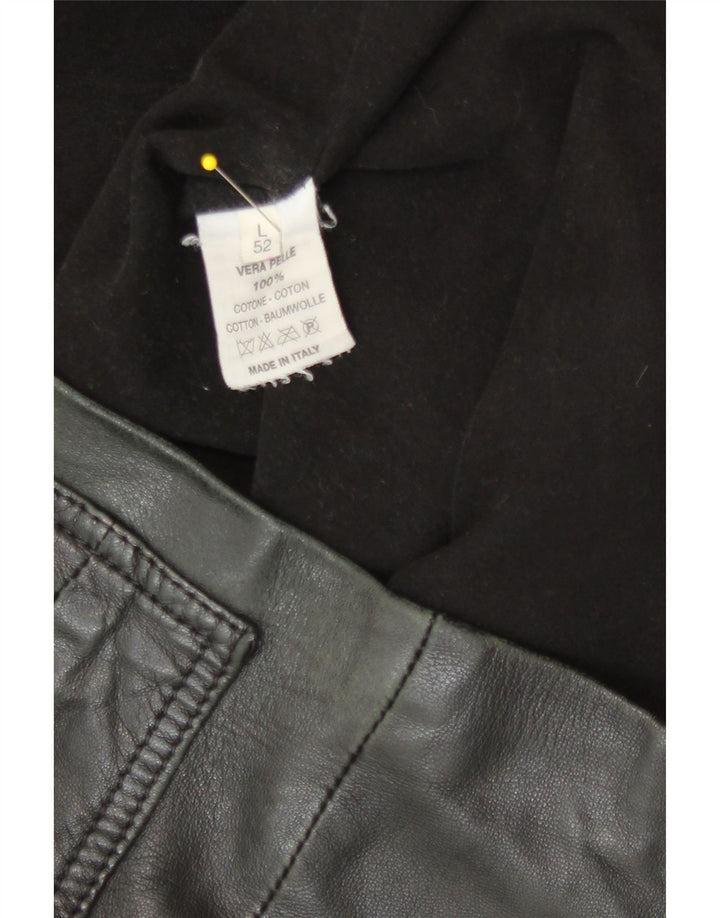 Zen Mens Leather Jacket IT 52 Large Black Leather